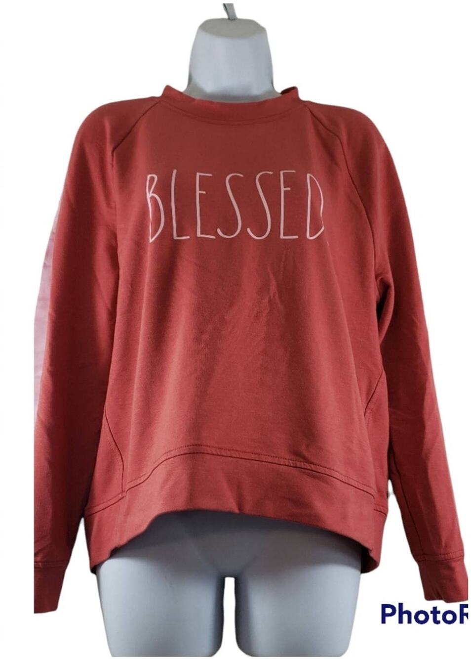 Rae Dunn Blessed Orange/Rust Graphic Sweatshirt Size Small